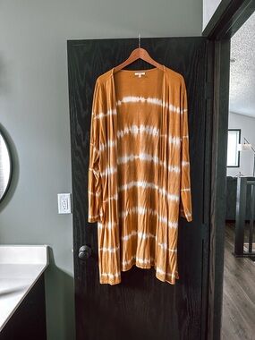 Maurices Mustard Tie-Dye Cardigan